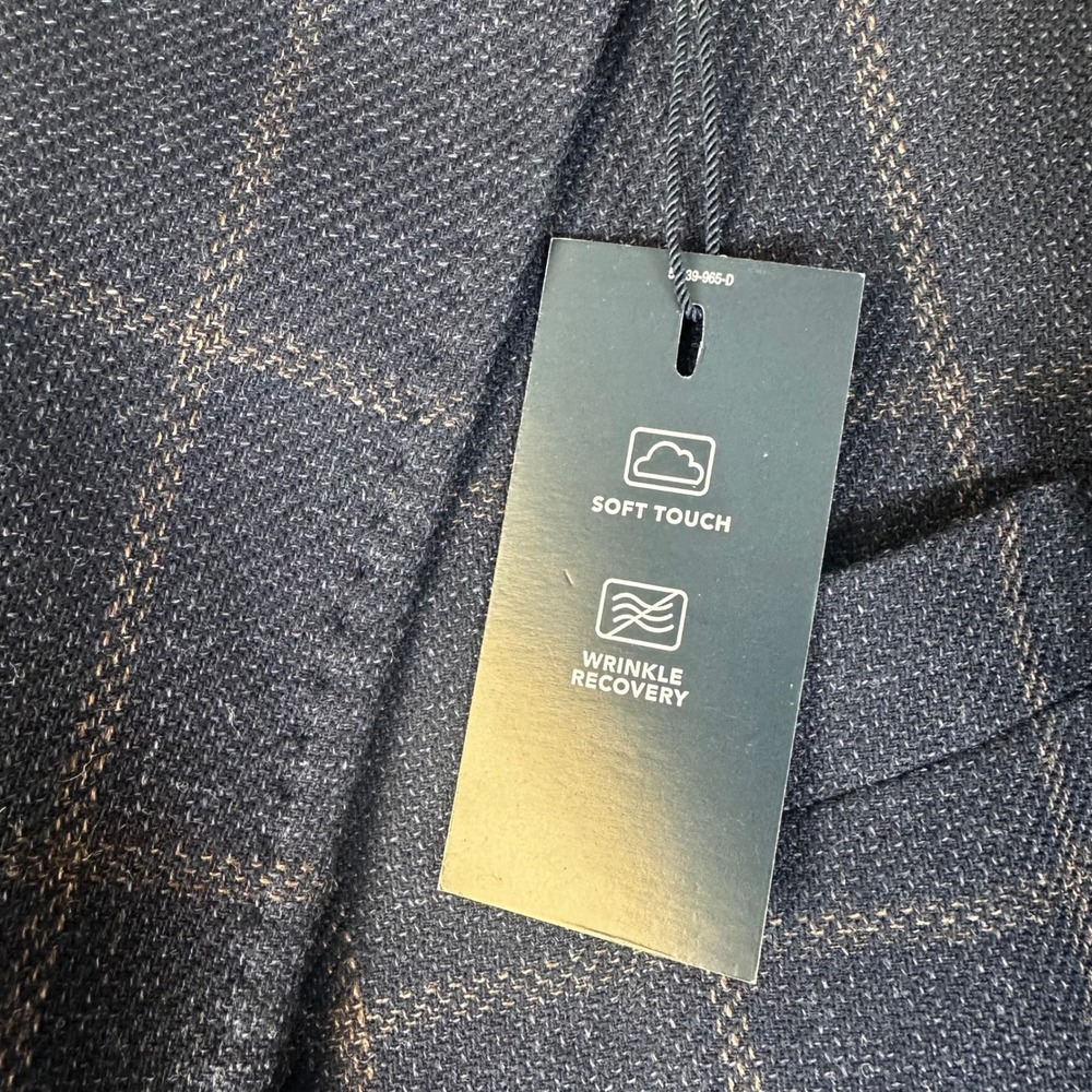 Stafford Blazer Mens 52R Navy Windowpane Wool Seasonal Sport coat Business NWT - Picture 12 of 12